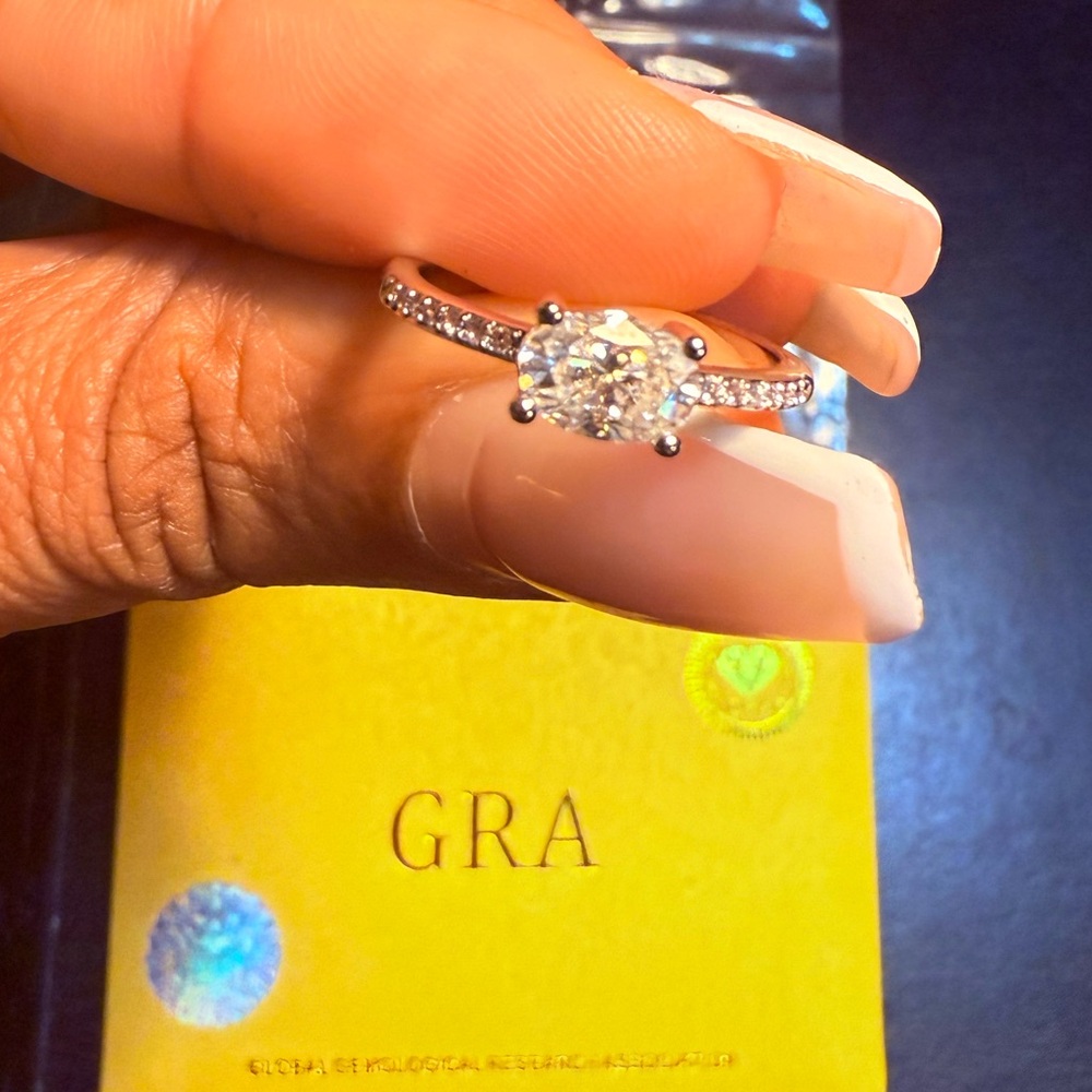 Moissanite White Gold plated Brass size 6